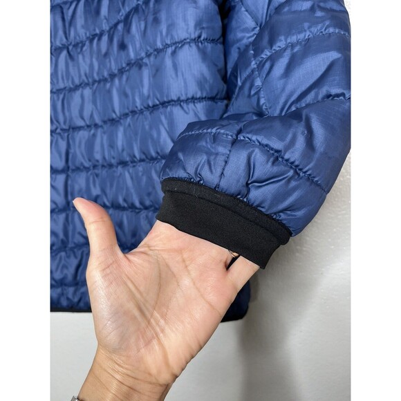 Gap Puffer Coat Youth Size Large LARGE Blue Hooded Boys Girls Navy/Lime Green - Picture 4 of 7